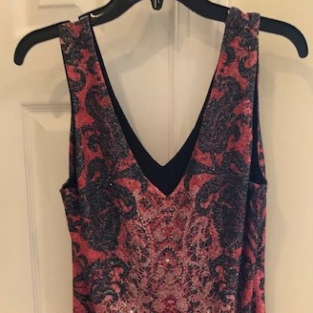 NEW Metallic Wine/Black Sleeveless Cocktail Dress